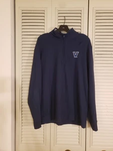 Suéter Pullover Grande VINEYARD VINES VILLANOVA Para Hombres Algodón Pima 1/4 Cremallera Azul - Imagen 1 de 5