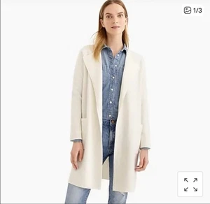 Kragenloser Pullover Blazer Damen J.Crew Elfenbein Merinomischung Juliette S - Bild 1 von 5