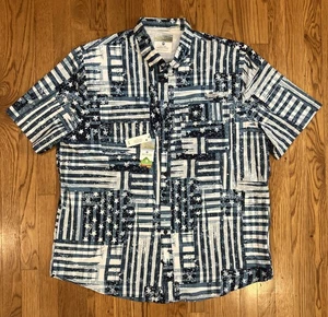 Ocean Coast Mens XLT Blue Print Short Sleeve Button Up Shirt NWT Fishing UV Cool - Picture 1 of 16
