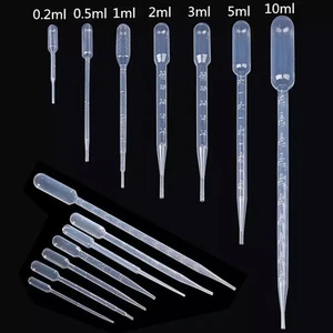 100/200Pcs Plastic Disposable Graduated Transfer Pipettes Eye Dropper 0.2ml-10ml - Picture 1 of 26