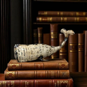 Statua Balena 9" Rottami Metallo Riutilizzata Decorazione Spiaggia Oceano - Foto 1 di 6