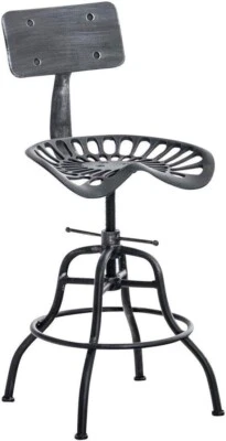 Rustic Bar Stool with Backrest 22.44-27.56inch Height Adjustable(1PCS) - Image 1 of 4