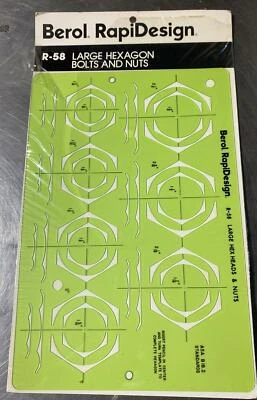 Plantilla Berol Rapidesign - Pernos y tuercas hexagonales grandes - R-58 nueva Foto 1 de 3