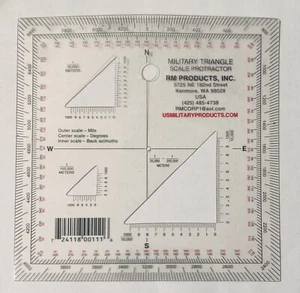 RM PRODUCTS Protractor a Escala Triángulo Militar: 1:25k 1:50k 1:100k De Colección - Imagen 1 de 1