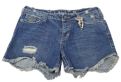 Pantalones Cortos de Jean de Algodón Industrial Para Mujer 11 Azul Denim Envejecido 5 Bolsillos Foto 1 de 4