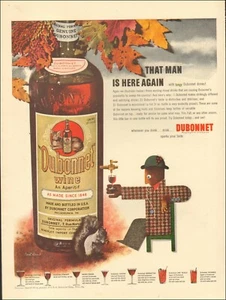 1950's Vintage ad for Dubonnet Wine`retro Art Squirrel Leaves Fall 041620 - Picture 1 of 1