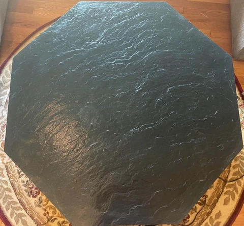 1970s Mid-Century Heritage Slate Top Octagonal Table: 46.5 x 46.5 x 15.75 inches Cover