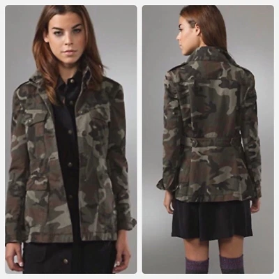 Chaqueta militar RAG & BONE Leigh camuflaje bolsillos utilitarios 10 oliva $475 Foto 1 de 4