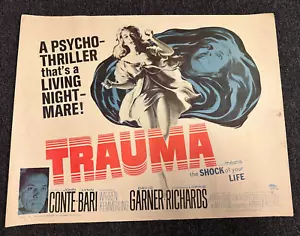 Vintage Rare 1962 TRAUMA Original Movie Poster 28" x 22" Psycho Thriller - Picture 1 of 17
