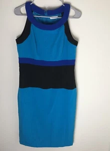 Calvin Klein Scuba Sheath Dress Womens Size 8 Sleeveless Bodycon Color Block - Picture 1 of 6