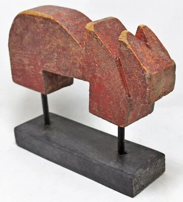 Antigua estatuilla de madera de vaca santa Nandi original tallada a mano Foto 1 de 4