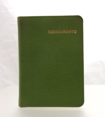 RESTAURANTS WINES Mini Notebook Leather Cover Tabbed Pages Post Miniatures GREEN - Image 1 of 4