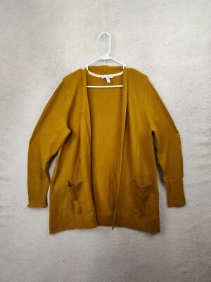 Cárdigan tejido Isaac Mizrahi para mujer suéter medio amarillo moutarde mezcla de nailon Foto 1 de 4