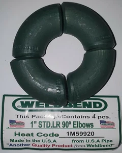 Weldbend 1" STD.LR 90º Elbows Carbon Steel Qty 4 - Picture 1 of 2