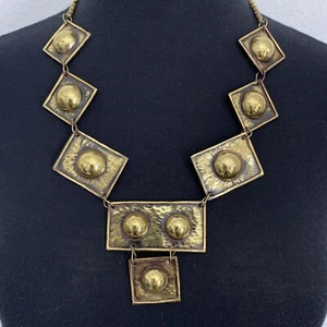 Collar de eslabones de latón moderno vintage de mediados de siglo brutalista modernista exart México - Imagen 1 de 10
