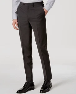 $190 Calvin Klein Mens Gray Slim-Fit Wool Stretch Trouser Dress Pants 30W 30L - Picture 1 of 4