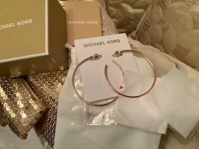 Michael Kors Cityscape  Gold-tone Hoop Earrings, NWB, authentic. - Image 1 of 4