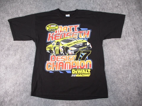 Vintage NASCAR Shirt Mens XL Black Matt Kenseth Dewalt Racing #17 Double Sided Cover