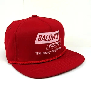 Baldwin Filters Trucker Hat Rope Front Vintage Dad Cap Red Stylemaster Snapback - Picture 1 of 8