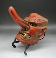 Japanese Vintage Pottery made Tengu Mask / Noh Kagura Bugaku Temple hannya KI9