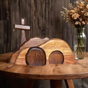 Empty Tomb Easter Scene and Cross Easter Scene Wooden Religious Decor Jesus T... - Picture 1 of 6