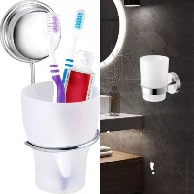 Croydex Tumbler & Holder Frosted Silver Rust Free Stick 'N' Lock Plus NEW - Image 1 of 4