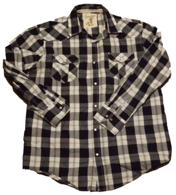 Coastal Western  Shirt Mens XL Black White Gray Plaid Long Sleeve Pearl Snap - Image 1 of 4