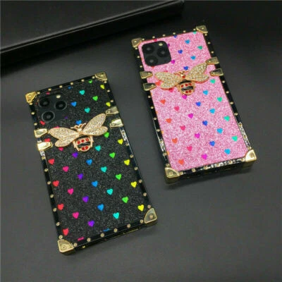 Luxury Bling Love Bee Cover Case For 11 12 13 14 15 16 Pro Max XR XS 7 8 SE 16E - Image 1 of 4