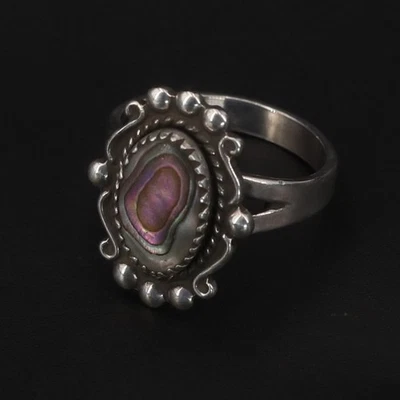 VTG Sterling Silver NAVAJO BELL TRADING POST Abalone Braided Ring Size 6.5 - 4g - Image 1 of 4