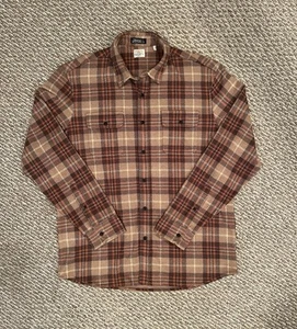 Faherty Legend Sweater Shirt Mens XL Plaid Flannel Button Shacket Orange Brown - Picture 1 of 11