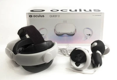 Meta Oculus Quest 2 VR Headset 128GB, Kiwi Elite Headstrap & Controller Grips - Image 1 of 3