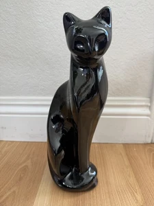 Vintage Mid Century MCM Keramik schwarze Katze Figur Statue 11,5" hoch - Bild 1 von 6