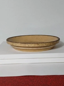 Rare Antique 1800s Yellow Ware Plate w White Ring Stoneware American BRN - Picture 1 of 14