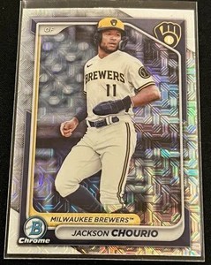 2024 Bowman Chrome Jackson Chourio #BCP-140 Mojo Refractor Milwaukee Brewers - Picture 1 of 5
