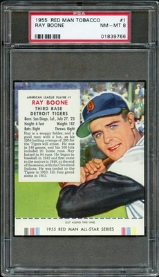1955 Red Man Tobacco #AL1 Ray Boone Tigers PSA 8 NM-MT 01839766  - Image 1 of 2