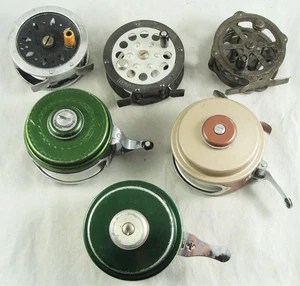 6 Old Vintage Fly Reels - SHAKESPEARE - HAWTHORNE - PFLUEGER - UNION HARDWARE - Picture 1 of 9