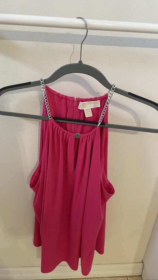 Maxi Camisa Michael Kors Rosa Cadena Cuello Halter Sin Mangas Talla L Foto 1 de 1