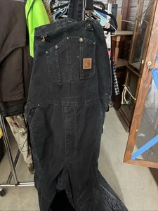 Carhartt Duck Bib Men's Overall - Black, Size W48/30 - Picture 1 of 3