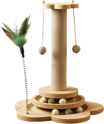 Kratzstamm für Katzen Interaktives Katzenspielzeug mit Kratzsäule & Rasselbällen - Bild 1 von 4