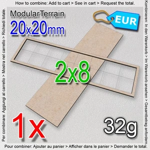 1x MDF Movement Tray 2x8 8x2 (E 0mm) 20mm Square Base Warhammer 40k - Bild 1 von 6