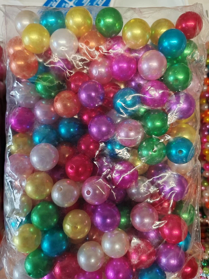500g 6 -  20mm Faux Pearl Beads Mix Acrylics Choose Size Craft Jewellery Making - Image 1 of 1