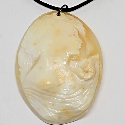 Collar camafeo M+M Scognamiglio plata esterlina tallada caracola ~ 17" Foto 1 de 4