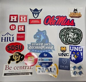 LOT of 23 University Stickers Ole Miss, GU, Loyola, Luther, Hartford, Cal State - Picture 1 of 1