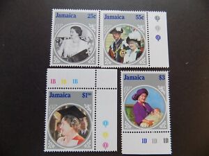 (4) mnh Jamaica stamps off paper Scott # 599-602-1985 Queen mother85 TH birthday