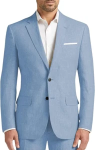 Men Linen 2 Piece Suit Summer Grooms Bestmen Wedding Tuxedo Suits 40 42r 44r 46r - Picture 1 of 13