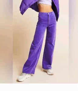 H&M High Waisted Wide Leg Coudoury Pants US 2 Women Purple New 24x31 Y2k 90s - Picture 1 of 15