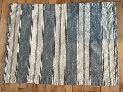 2 fundas de almohada Pottery Barn a rayas 55 % lino 45 % algodón verde crema marrón pesadas Foto 1 de 4