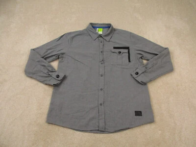 Adidas Shirt Mens Medium Gray Button Up Long Sleeve David Beckham Flannel Adult - Image 1 of 4