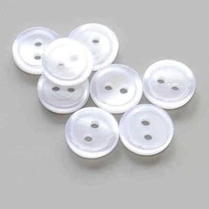 WHITE PEARLESCENT 2 HOLE RIM BUTTONS Sizes 9mm and 11.5mm - Picture 1 of 1