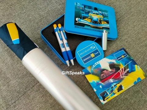 2005 Renault F1 Fernando Alonso Umbrella Post Card Coaster Pen Ear Plug LIMITED Cover